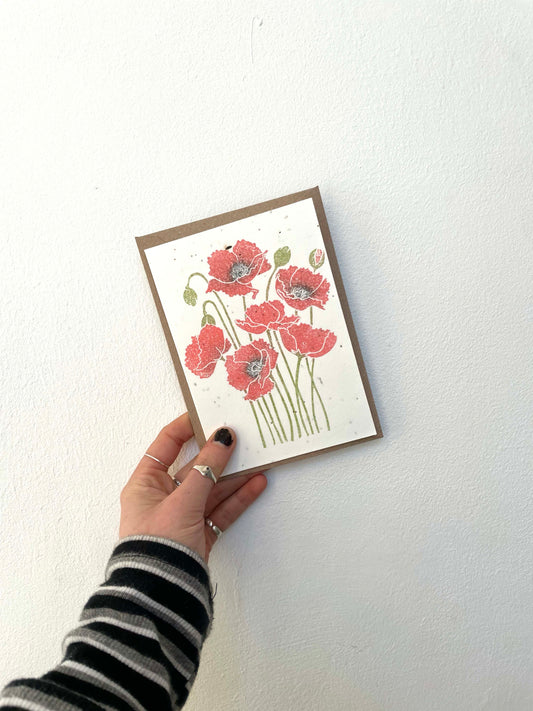Poppies Lino Plantable Seed Card